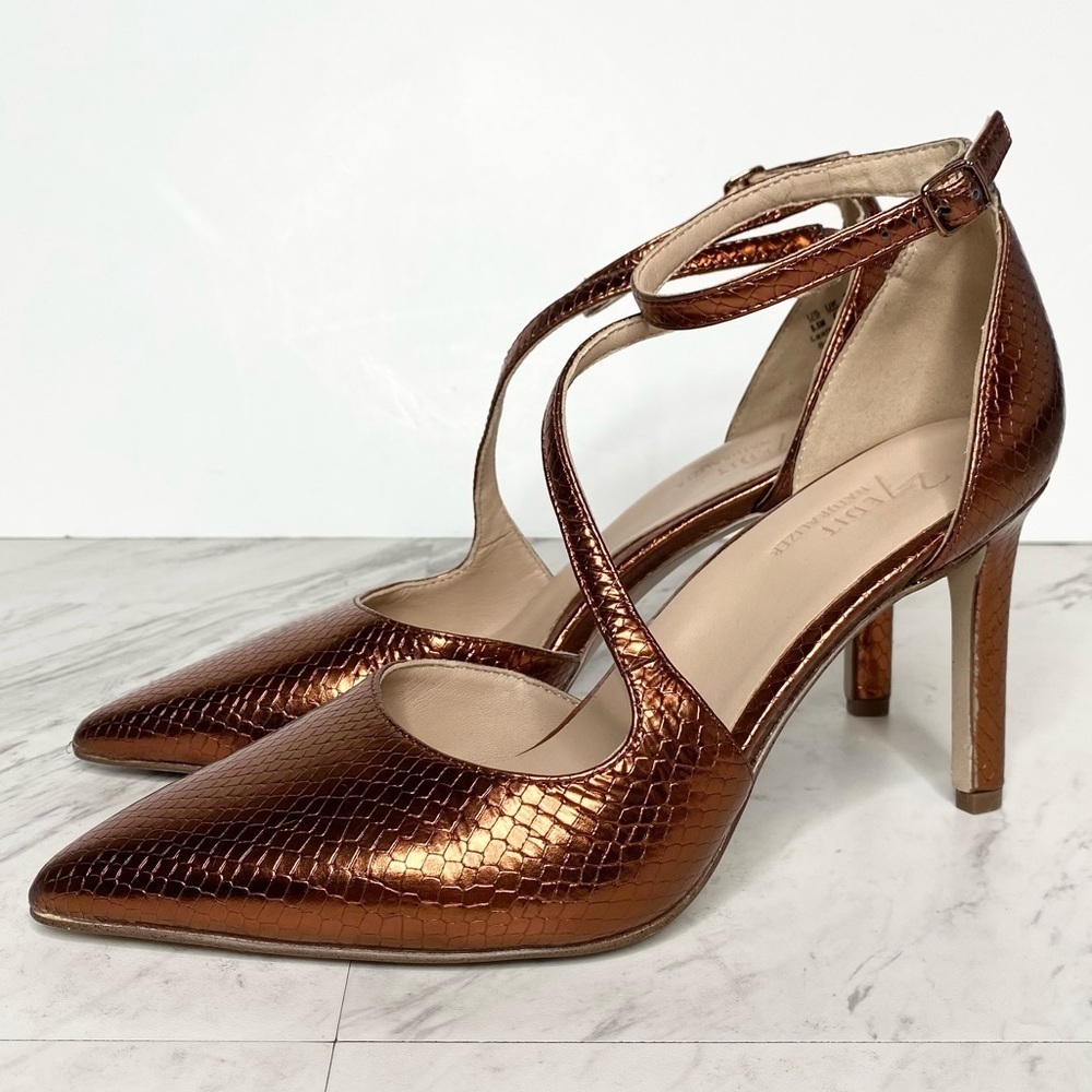 27 Edit Naturalizer Abilyn Copper Snake Leather Pointed Toe Pump 8 1/2